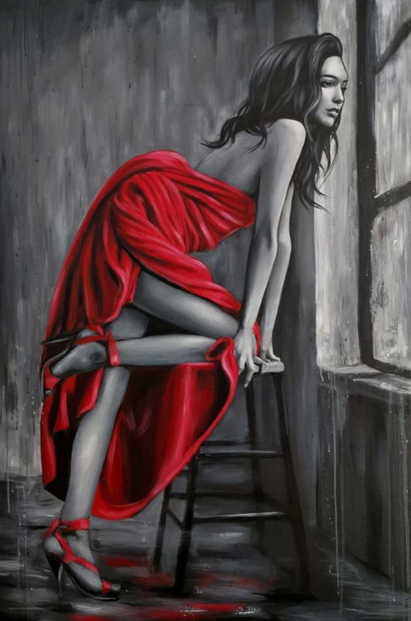 The Woman In The Red Dress - 100x150 cm
